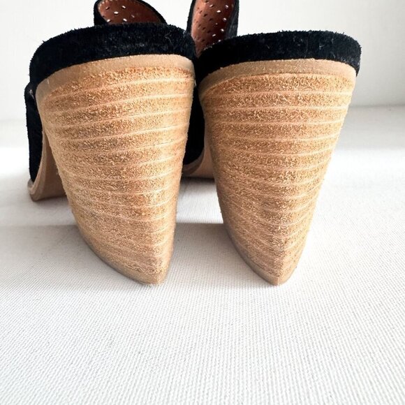 Jeffrey Campbell Black Suede Perforated Pointy Toe Slides 9 - Picture 9 of 9